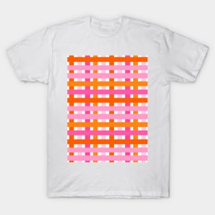 Pink and Orange, Check, Plaid T-Shirt